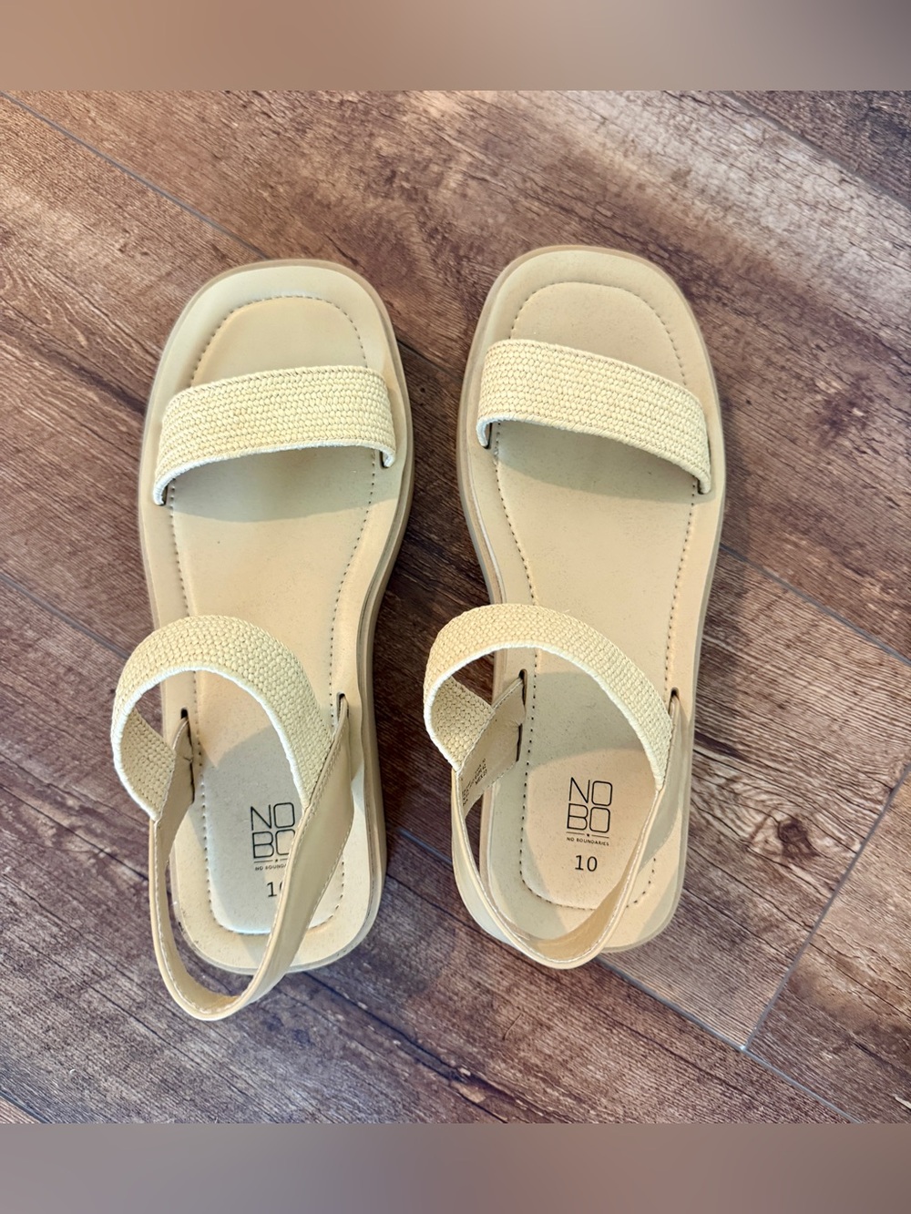 No Boundaries Women's Summer Beige Elastic Strap Sandals - Size 10